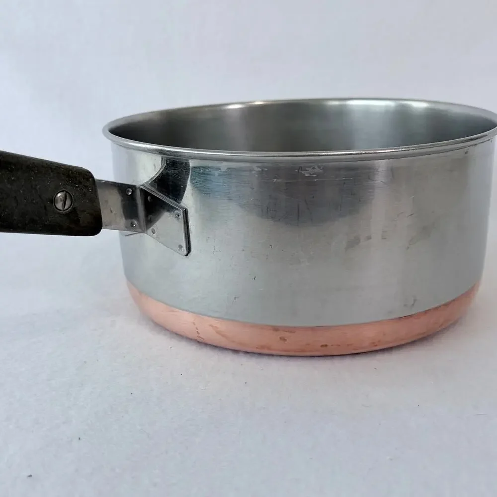 Revere Ware Saucepan 2 Quart Copper Bottom Double Ring Stamp No Lid